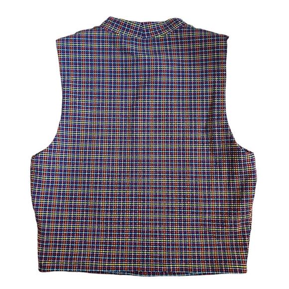 Athleta Seersucker Plaid Crop Top Rashguard Swim Small - Picture 3 of 4